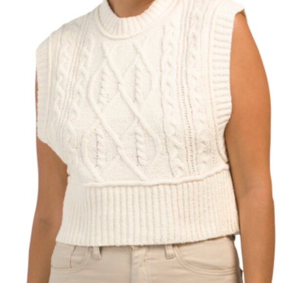 Brand New Free People Rowan Sweater Vest COTTON Cable Knit Relaxed Top - Picture 4 of 5